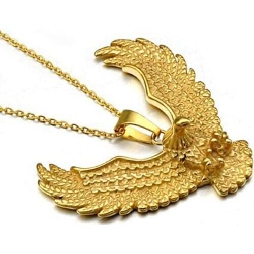 Classic Punk Style Motorcyclist Golden Accessories Animal Eagle Wing Pendant Necklace Mens Jewelry
