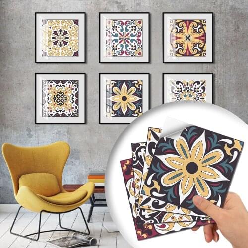 Movable 3D Wallpaper Stickers Mediterranean Style DIY Furniture Decoration Decals Waterproof and Oil-proof Kitchen Stickers