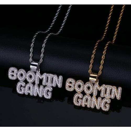 Personalized tide brand BOOMIN GANG large pendant micro inlaid zircon double row alphabet necklace jewelry custom accessories