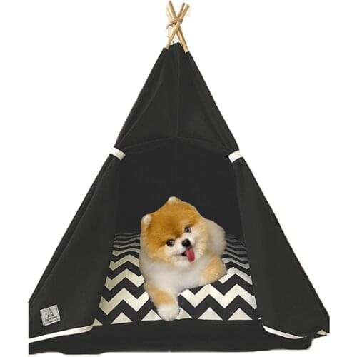 Pet Tent House Cat,Dog Bed Portable Teepee With Washable Zigzag Thick Cushion For Dog Puppy Excursion Outdoor Indoor , Dog House