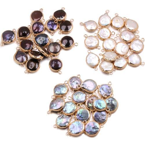 Fashion Natural Freshwater Pearl Pendants Double Hole Connector Charms for Jewelry Making DIY Necklace Earrings Bracelet