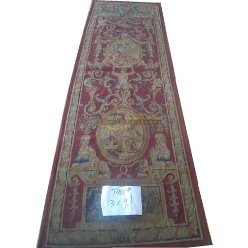 Antique Decor Luxury Aubusson French Carpet Antique French Aubusson Husbandry Agrarian Pastoral Scene Carpet Panel