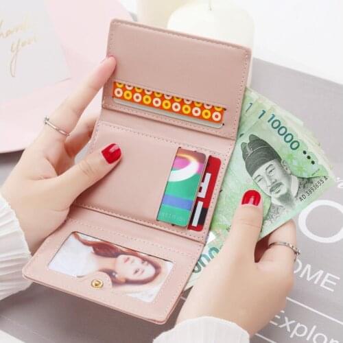 Student Clutch Card Holder Coin Purse Women Wallets Female Short Design Fashion Three Fold Purse Simple Cute