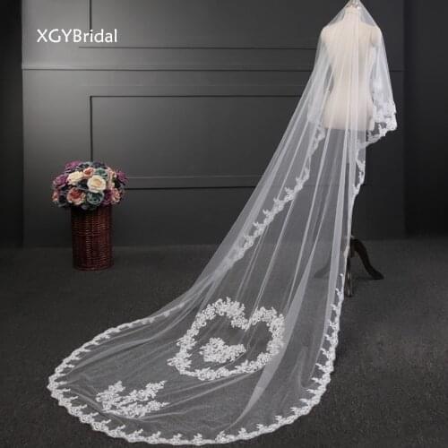 New Arrival Long Tail Wedding Veil 3 Meters White Ivory Lace Handmade Flower Arrangement Without Hair Comb Bridal Accessories
