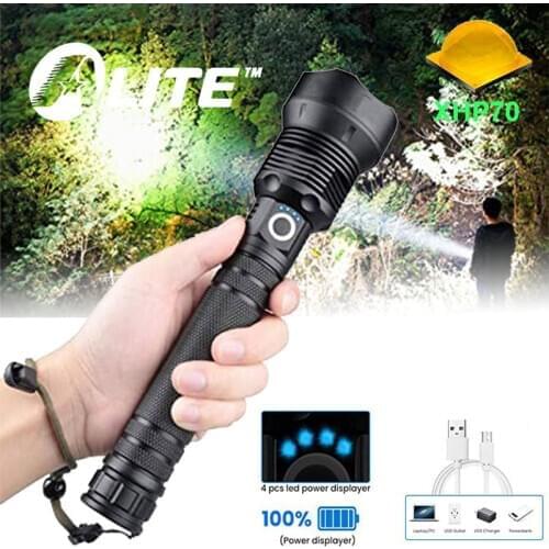 TWMT Powerful XH70 LED Flashlight USB Rechargeable Zoomable Torch 18650 26650 Power Bank Hunting Lamp for Camping Fishing