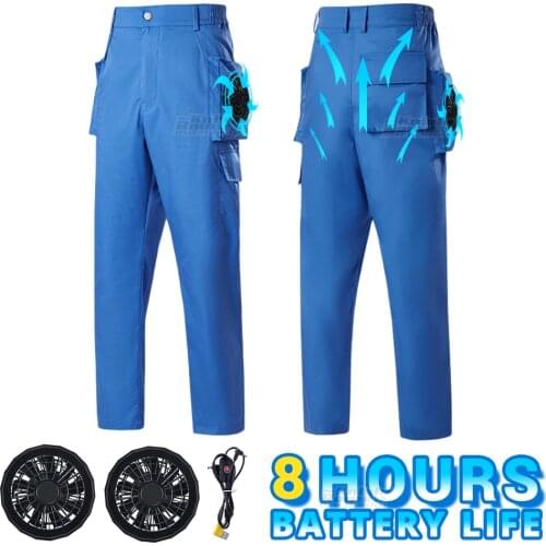 Outdoor Summer Cooling Fan Pants Breathable Heatstroke Protection Hiking Pants USB Power Supply Air Conditioning Clothing Men