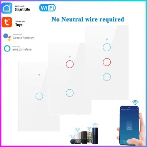 Tuya Smart Wifi Bluetooth 433RF Touch Switch No Neutral Wire Required Smart Home 1/2/3 Gang Smartlife App Via Alexa Google Home