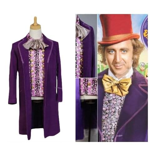 Willy Wonka and the Chocolate Factory 1971 Cosplay Costume Coat + Vest + Bow Tie Full Set