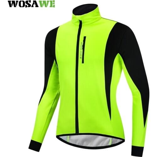 WOSAWE 2020 Winter Warm Up Thermal Fleece Cycling Jacket Windproof Waterproof Bicycle Long Jersey Reflective Soft Shell Coat