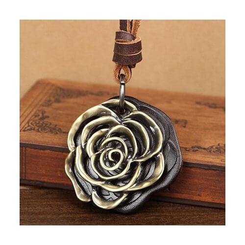 Rose Neck Choker Initial Long Sweater Adjustable Chain Gothic Statement Pendant Necklace Fashion Custom Jewelry Gifts for Women