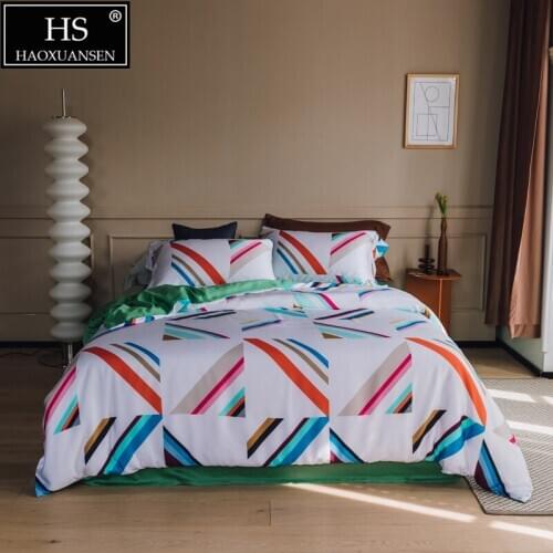 Mirror World 4Piece Bedding Set Tencel Lyocell Pillowcase Duvet Cover Fittedsheet /Bedsheet Queen King Size Nordic style