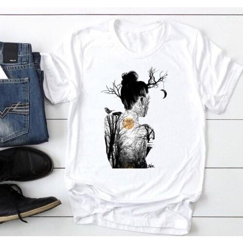Women Printing Beach Vintage Short Sleeve Fashion Cartoon Summer Graphic T Top Lady Print Tee Female Tshirts Clothes T-Shirt