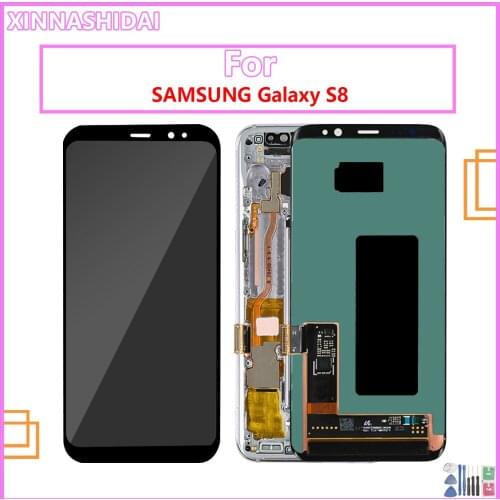 AMOLED S8 LCD with frame for SAMSUNG Galaxy S8 G950 G950F Display S8 Plus G955 G955F Touch Screen Digitizer