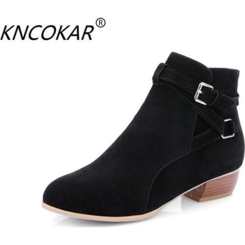KNCOKAR The 2018 winter fashion trend is exquisite with buckled Martin boots and ankle boots for women