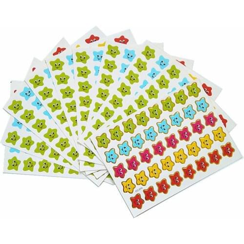 10 sheets/lot 9*12.5cm Mini Paper Children toys stickers Five-pointed star Sticker School Teachers Rewards Sticker