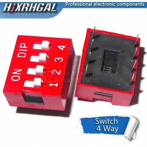 10PCS DIP Switch 4 Way 2.54mm Toggle Switch Red Snap Switch Wholesale Electronic hjxrhgal