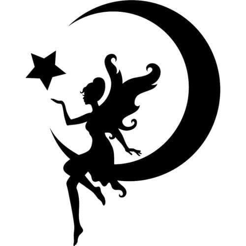 12.3cm*15.6cm Spirit Moon Star Fashion Cartoon Stickers Car Styling Black/Silver S3-5190