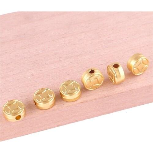 12pcs 23409 Gold Color Round Coin Beads Charms Pendant For Jewelry Making Bracelet Handmade Accessories