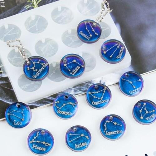 12 Constellations Crystal Epoxy Resin Mold Pendant Casting Silicone Mould DIY Handmade Pendant Silicone Molds