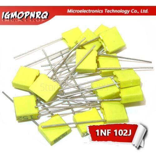 20PCS Correction capacitor 1NF 102J 100V 5mm Polypropylene Safety Plastic Film Capacitor New original