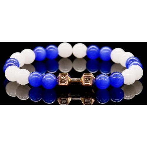 2017 Luxury Women Bracelet Blue Opal Charm Bracelet Natural Stone White Chalcedony Bead Bracelet & bangles For Men Jewelry