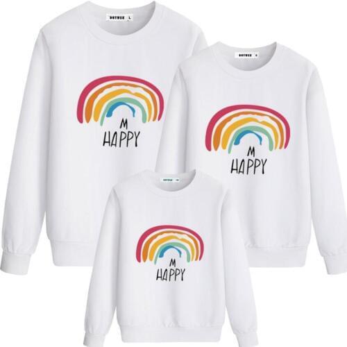 2020 Autumn Cotton Father Son Boy Girl Men T Shirt Rainbow Print Family Clothing Mother Daughter Clothes Family Matching Outfits
