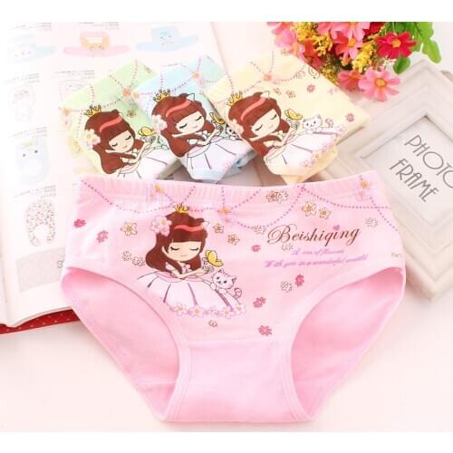 4 Pcs/lot kids girls underwear children triangle Panties baby girl cute cotton briefs fashion princess knickers