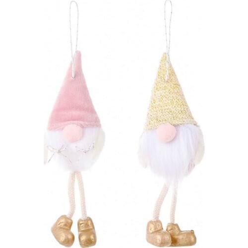 4pcs Christmas Swedish Long Leg Gnome Santa Plush Doll Ornaments Hanging Xmas Tree Holiday Home Party Decoration Kids Gift