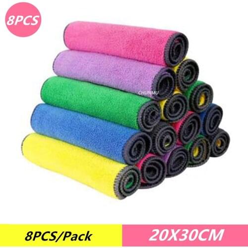 8Pcs Microfiber Cleaning Towels Absorbent Cleaning Drying Cloth Glass Table Wiping Rags For Kitchen Household and Car Wash Towel