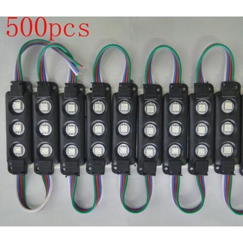 FREE DHL Korea chip 500pcs/lot Black PCB DC12V waterproof RGB 5050 injection LED Module light,advertising light,windows light