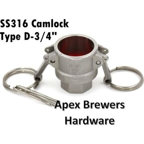 Camlock QD - 3/4 Type D, Stainless Steel 316, Homebrew Fitting, 3/4" Female NPT, Brewers Hardware
