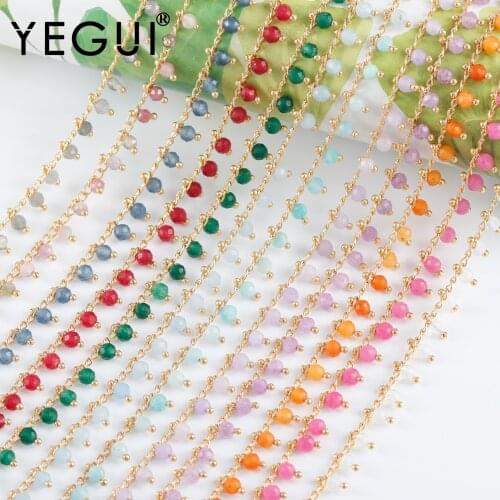 YEGUI C233,diy chain,jewelry findings,18k gold plated,copper metal,natural stone,jewelry making,diy bracelet necklace,1m/lot