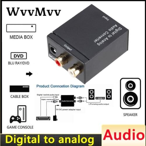 Digital to Analog Audio Converter Digital Optical Coax Coaxial Toslink to Analog RCA L/R Audio Converter Amplifier Adapter