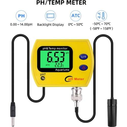 Digital 2 in 1 PH Temperature Meter Tester Replaceable PH Electrode Swimming Pool Aquarium Drink Water Quality Tester Acidimeter