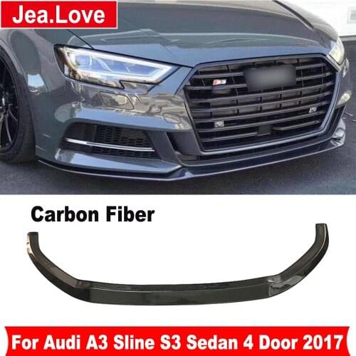 Real Carbon Fiber Front Lip Bumper Shovel Diffuser For Audi A3 Sline S3 Sedan 4 Door 2017 Not A3 Standard Car Styling