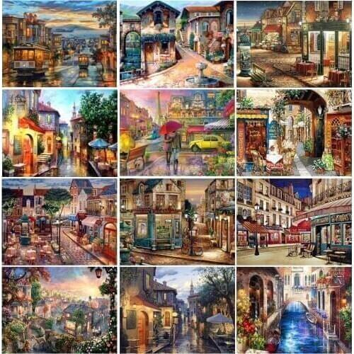 DIY Diamond Painting Full Square City Landscape Set Cross Stitch 5D Diamond Embroidery Mosaic Picture of Rhinestones Decor Gift