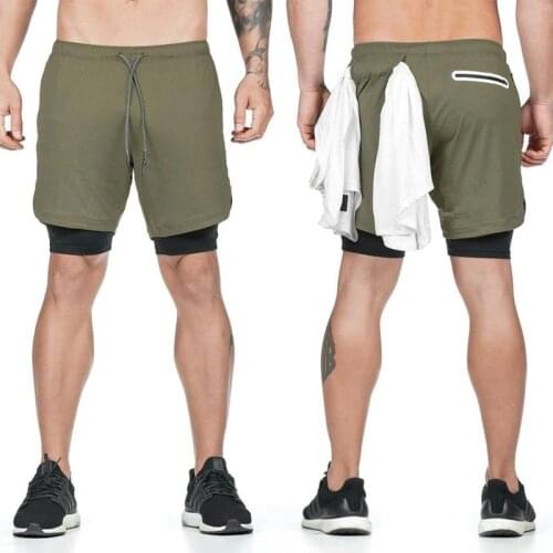 2021 Double layer shorts Quick Drying Beach Shorts Gym Pocket Jogging Running Shorts 2 in 1 Shorts Fitness Workout Sweatpants