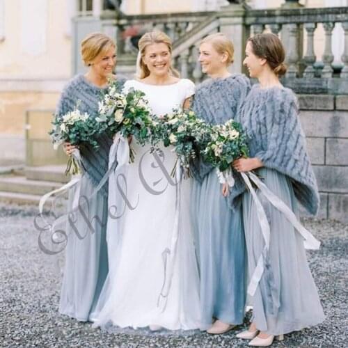 ETHEL ANDERSON Real Rabbit Fur Knitted Fur Poncho Vest Party Wrap Coat Shawl Womens Natural Fur Wedding Gift Wholesale Discount