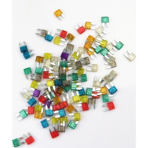 FHAWKEYEQ 30A 35A 7.5A 15A 20A 25A 35A 7.5A Qty 100 Mixed Car Blade Fuses Length 1.64 CM Width 1.12 CM Height 0.04 CM