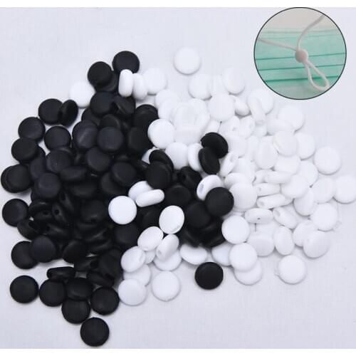 100pcs Elastic Cord Stopper Rope Lock DIY Strap Cord End 10mm Flat Adjustment Buckle Beads Silica Gel Bottons For Mask