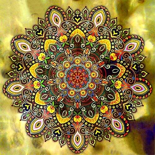 Mandala Flower Printed Canvas 11CT Cross Stitch Complete Kit Embroidery DMC Threads Painting Craft Knitting Jewelry