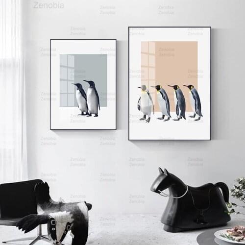 Cartoon Penguin Canvas Painting Modular Posters and Prints Cuadros Wall Art Modern Nursery Interior Kids Kawaii Room Decoration