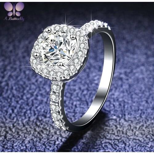 100% 925 Sterling Silver Moissanite Halo Ring 1.0,3.0 Ct Round Cut D Color Very Shiny Engagement Ring High Quality Jewelry