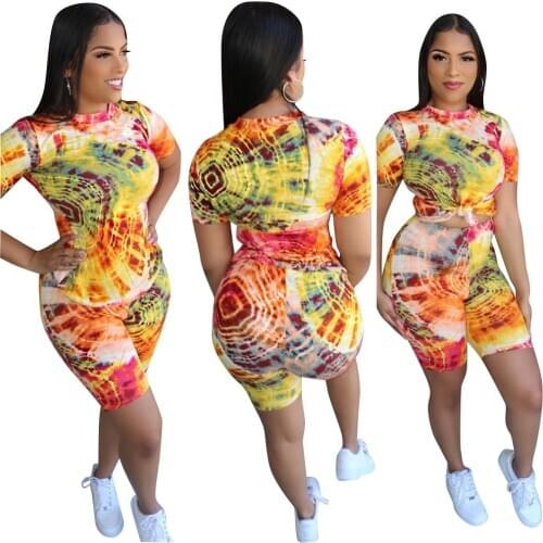 Print Two Piece Set Women Summer Short Sleeve Shorts Set Elegant Ladies party Club Home Wear Dames 2pcs Streetwear 2 Piece set