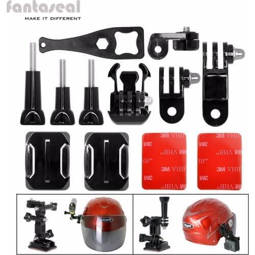 12in1 Action Camera Helmet Mount Adhesive Side Mount Kit For SONY GoPro SJCAM Sports Camera Helmet Mount Accessories Combo Set