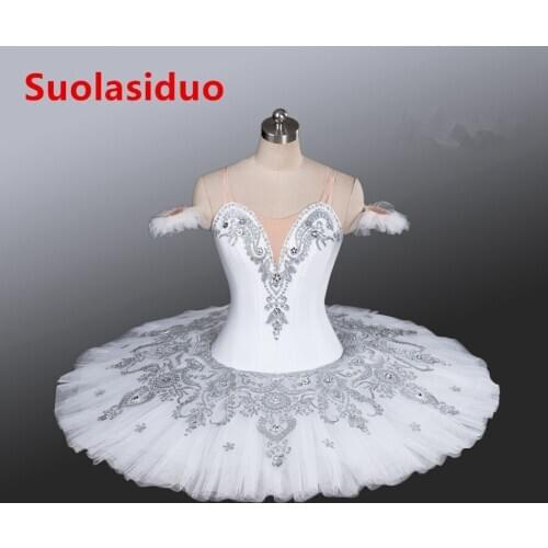 Swan Lake Professional Ballet Tutu Dance Costumes White Classical Stage Performance Dancing Skirt Pancake Ballet Dress