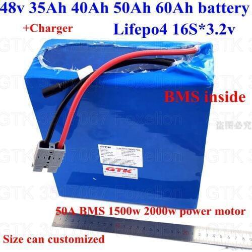 48v 35Ah 40Ah 50Ah Lifepo4 battery 60Ah lithium electric bike scooter 50A BMS 2400w 2000w power motor + 5A charger
