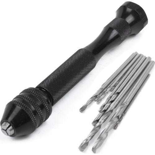 Mini Hand Drill,Precision Pin Vise Woodworking Hand Drill, miniature drill + 10pcs Mini Micro-Drill bit set with keyless Chuck