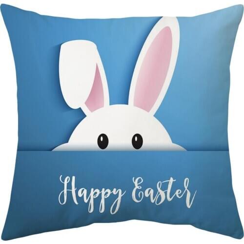 Polyester Easter Print Pillow Cover Soft Cute Smooth Closure Easter Home Decoration Sofa Couch Decorative Pillowcase 45* 45cm