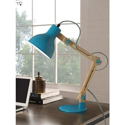 Nordic Simple Modern Creative Folding Solid Wood LED Desk Lamp Macaroon Bedroom Study Office Reading Work Home Decor Salon Cafe